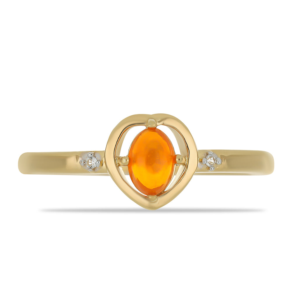 Pozlacené Stříbro 925/1000 - Prsten s Ohnivě Červeným Opálem z Lega Dembi a Bílým Topazem - Karátové číslo: 0.32. přibližná hmotnost: 2.1 gramů 1 