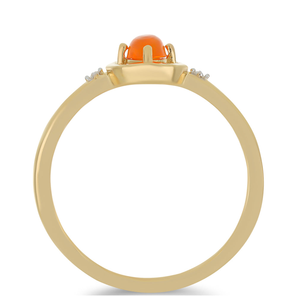 Pozlacené Stříbro 925/1000 - Prsten s Ohnivě Červeným Opálem z Lega Dembi a Bílým Topazem - Karátové číslo: 0.32. přibližná hmotnost: 2.1 gramů 2 