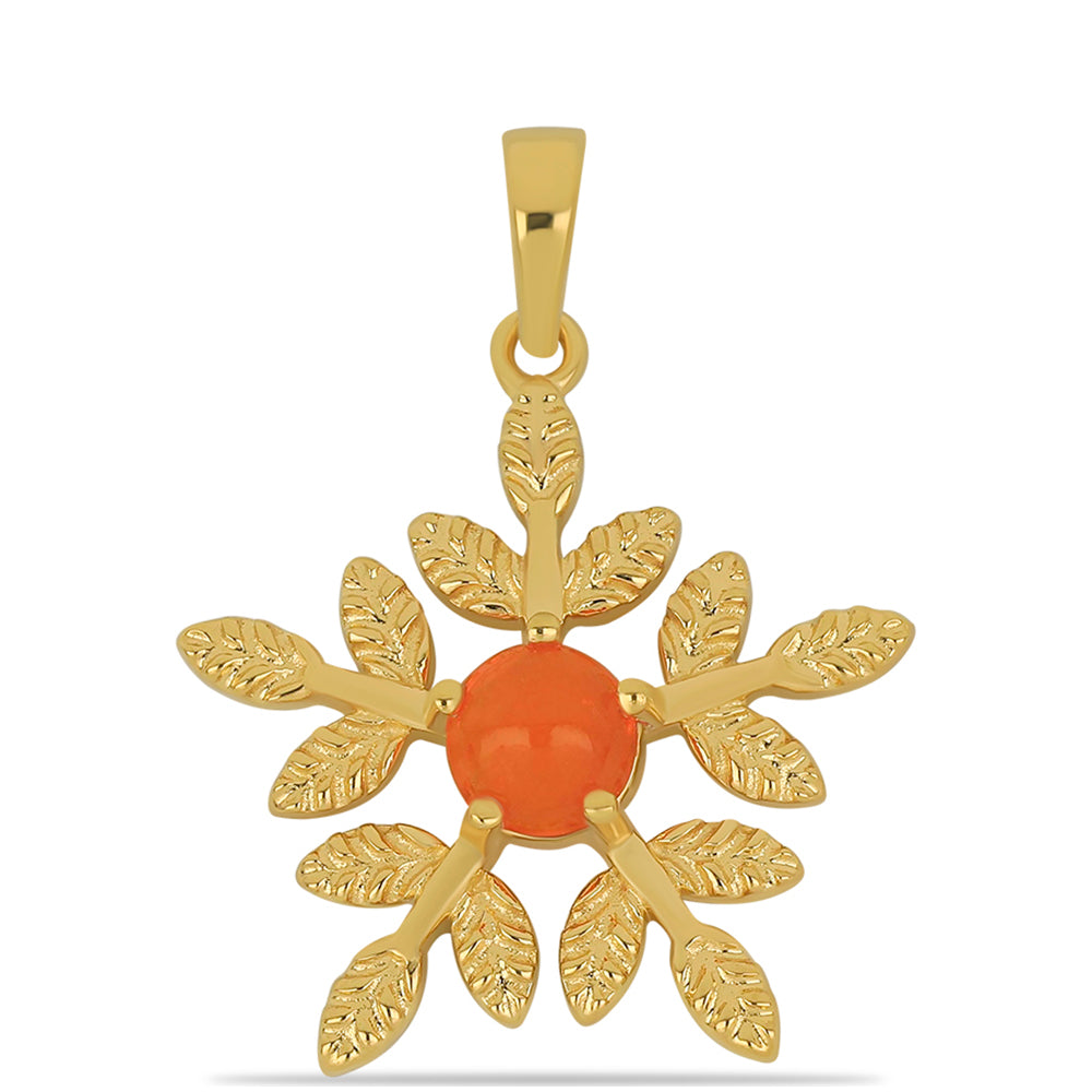 Pozlacené Stříbro 925/1000 - Přívěsek s Ohnivě Červeným Opálem z Lega Dembi - Karátové číslo: 0.55. přibližná hmotnost: 2.98 gramů 1 