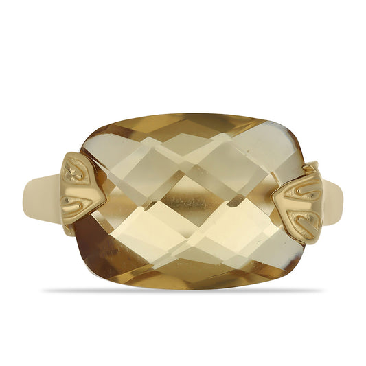 Pozlacené Stříbro 925/1000 - Prsten s Koňakovým Křemenem - Karátové číslo: 7.99. přibližná hmotnost: 5.09 gramů