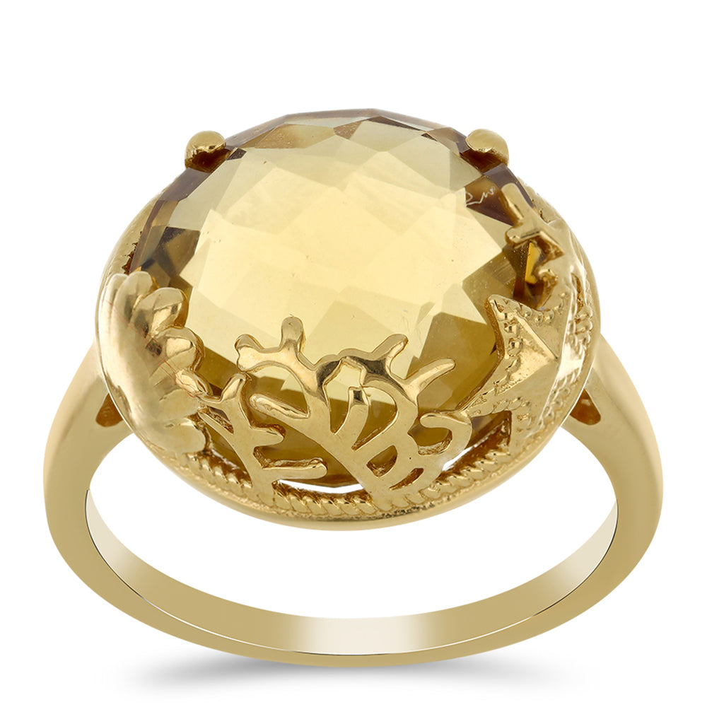 Pozlacený Stříbrný Prsten s Koňakovým Křemenem 3 