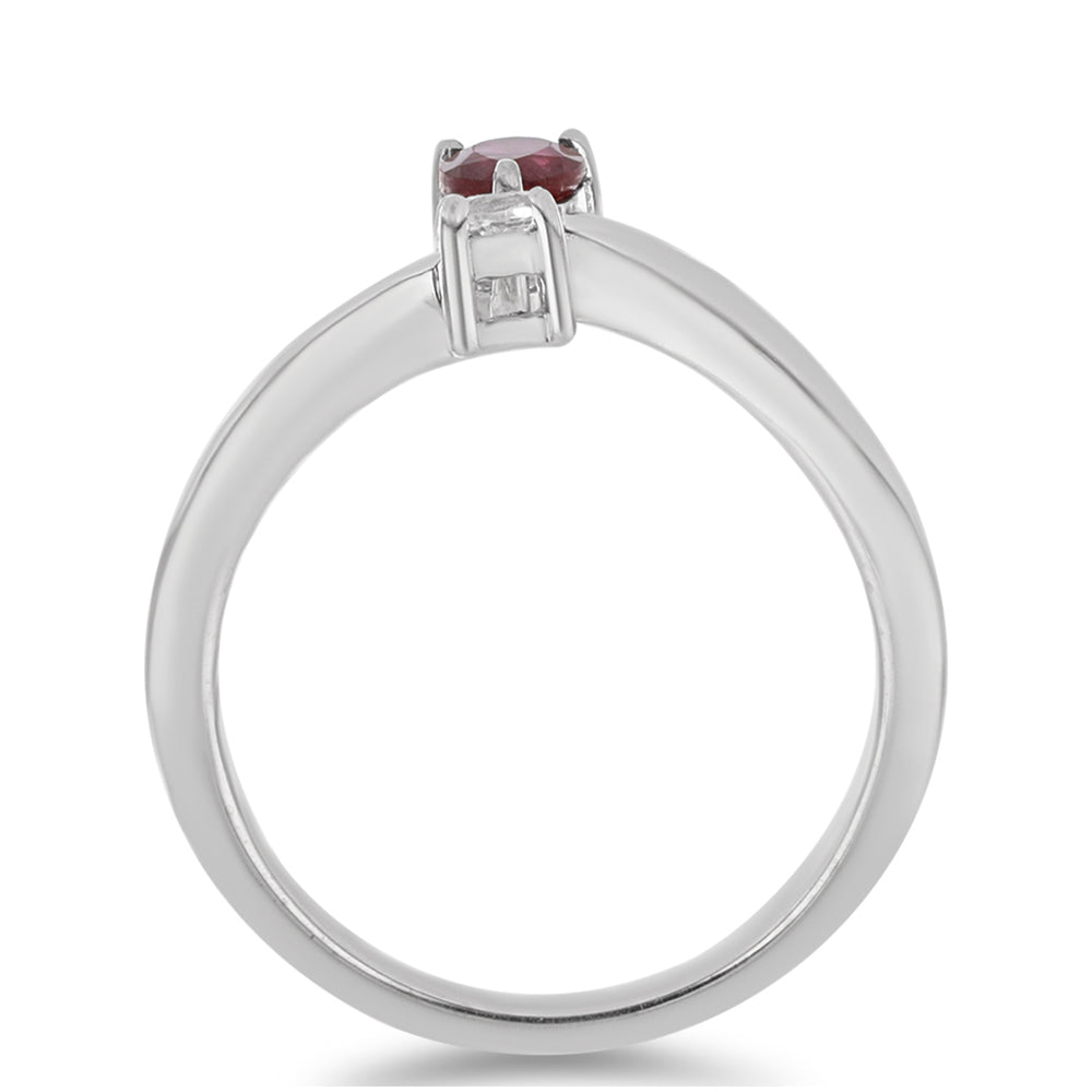 Stříbro 925/1000 - Prsten s Madagaskarským Rubínem a Bílým Topazem - Karátové číslo: 0.69. přibližná hmotnost: 2.46 gramů 2 