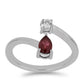 Stříbro 925/1000 - Prsten s Madagaskarským Rubínem a Bílým Topazem - Karátové číslo: 0.69. přibližná hmotnost: 2.46 gramů
