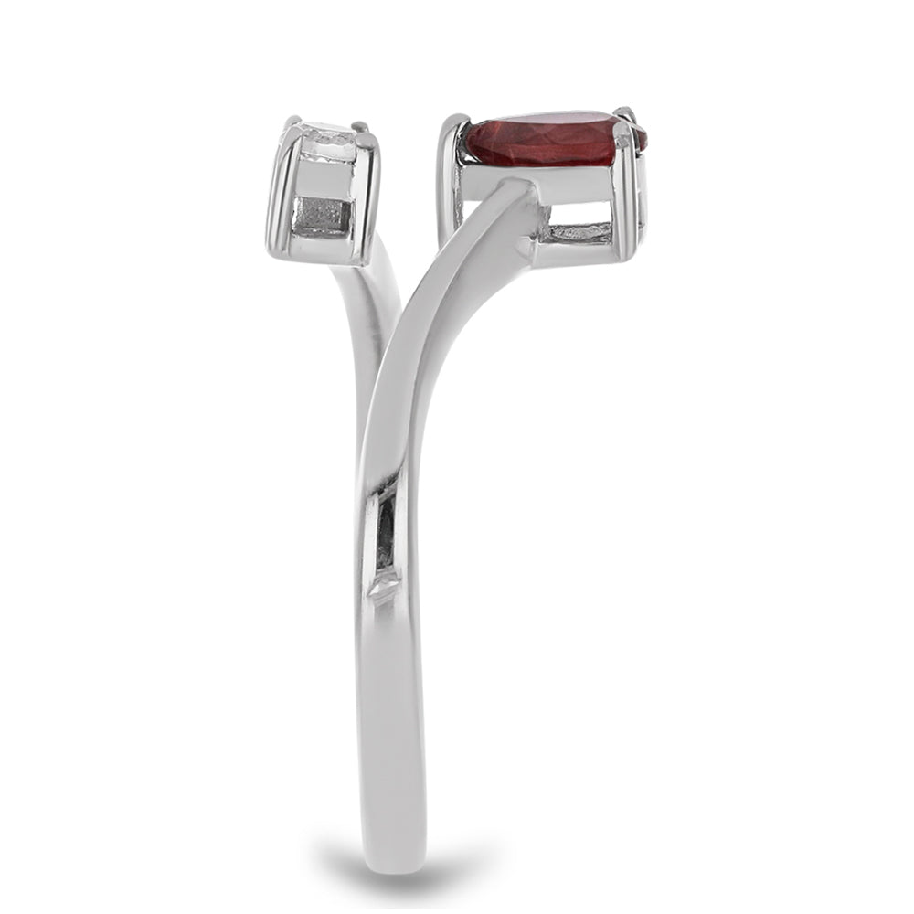 Stříbro 925/1000 - Prsten s Madagaskarským Rubínem a Bílým Topazem - Karátové číslo: 0.69. přibližná hmotnost: 2.46 gramů 4 