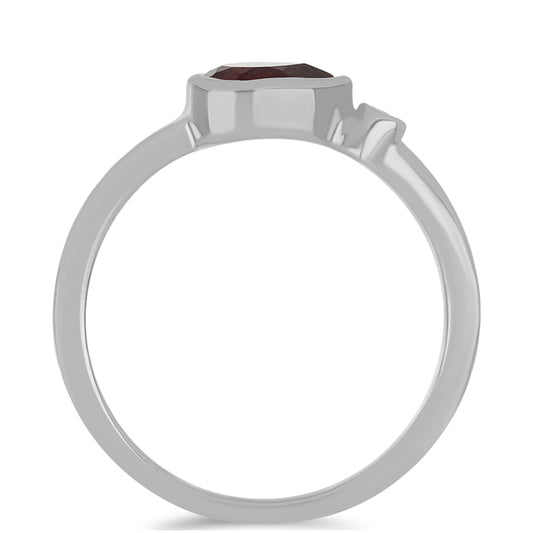 Stříbro 925/1000 - Prsten s Madagaskarským Rubínem a Bílým Topazem - Karátové číslo: 0.97. přibližná hmotnost: 2.45 gramů