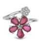 Stříbro 925/1000 - Prsten s Madagaskarským Rubínem a Bílým Topazem - Karátové číslo: 2.99. přibližná hmotnost: 3.57 gramů
