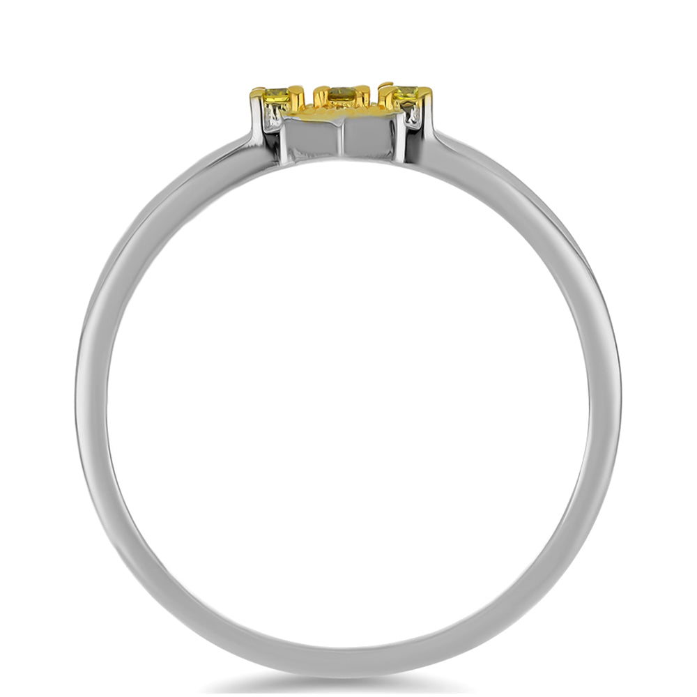 Pozlacený Stříbro 925/1000 - Prsten se Žlutým Diamantem - Karátové číslo: 0.07. přibližná hmotnost: 2.09 gramů