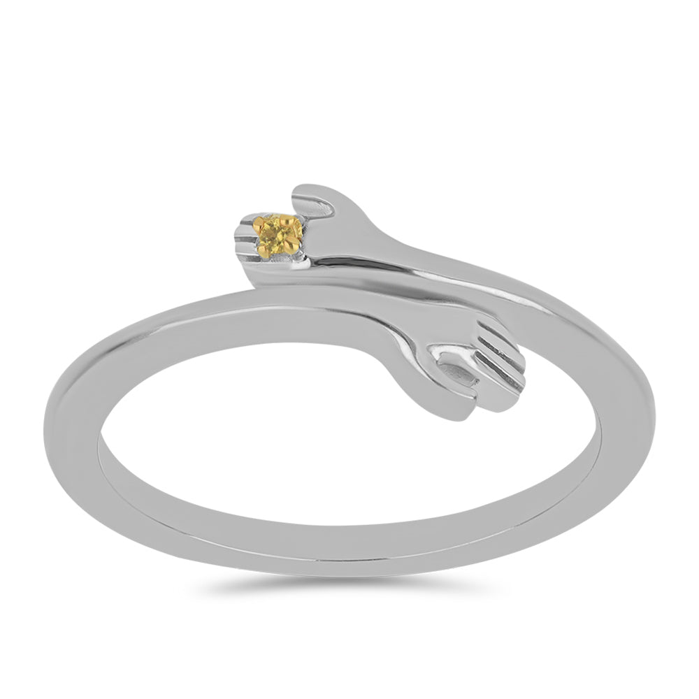 Pozlacený Stříbro 925/1000 - Prsten s Uralským Citrínem - Karátové číslo: 0.01. přibližná hmotnost: 2.2 gramů