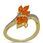 Pozlacené stříbro 925/1000 Prsten s Ohnivě Červeným Opálem z Lega Dembi a Bílým Topazem - Karátové číslo: 1. přibližná hmotnost: 3.74 gramů