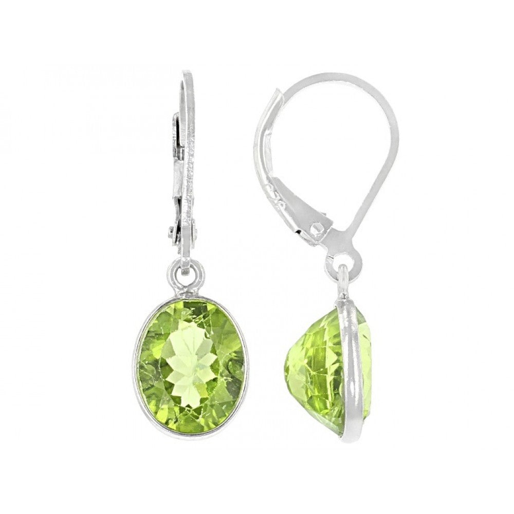 Stříbro 925/1000 Náušnice s Čchang-pajským Peridotem - Karátové číslo: 5.36. přibližná hmotnost: 2.34 gramů 1 