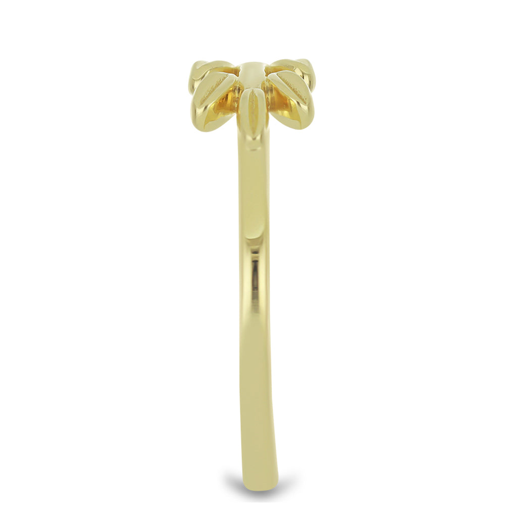 Pozlacené Stříbro 925/1000 - Prsten s Bílým Diamantem - Karátové číslo: 0.08. přibližná hmotnost: 2.65 gramů