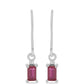 Stříbrné Náušnice s Madagaskarským Rubínem a Bílým Topazem