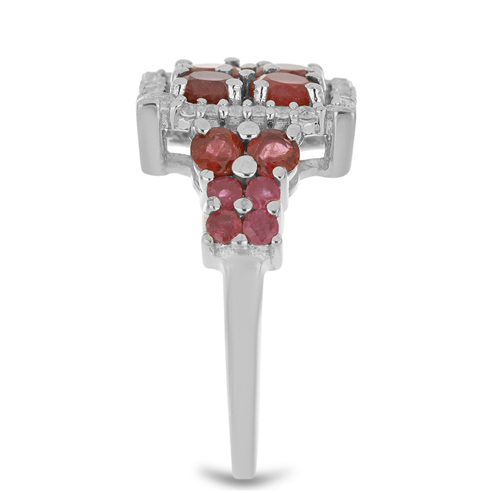 Stříbro 925/1000 - Prsten s Madagaskarským Rubínem a Bílým Topazem - Karátové číslo: 3.72. přibližná hmotnost: 4.57 gramů 4 