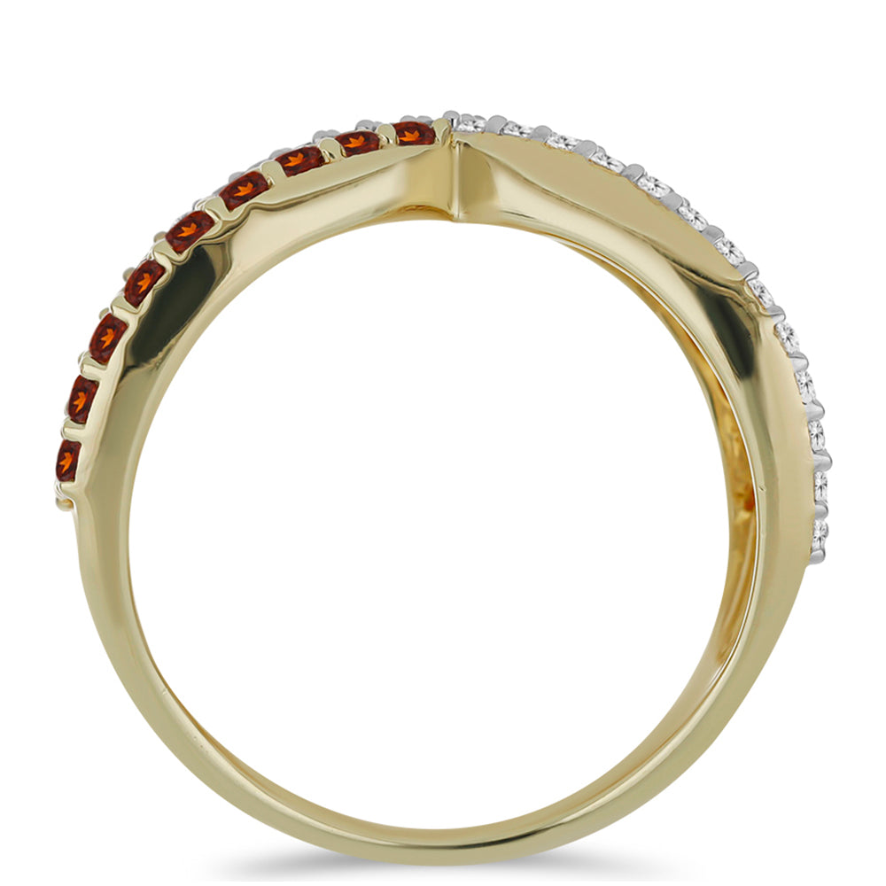 Pozlacený Stříbrný Prsten s Bartonským Granátem a Bílým Topazem 2 