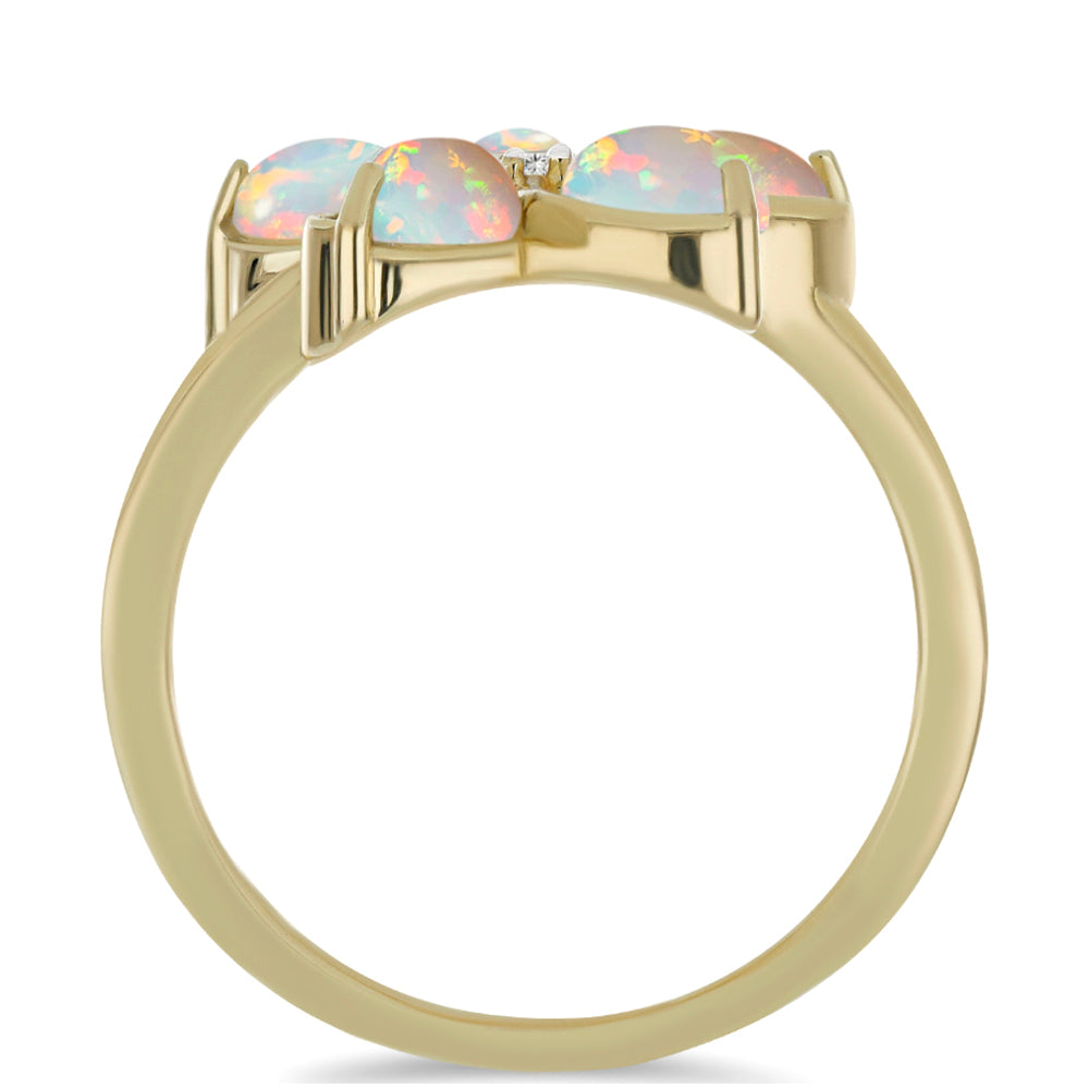 Pozlacené stříbro 925/1000 Prsten s Etiopským Opálem z Lega Dembi a Bílým Topazem - Karátové číslo: 1.37. přibližná hmotnost: 4.2 gramů 2 