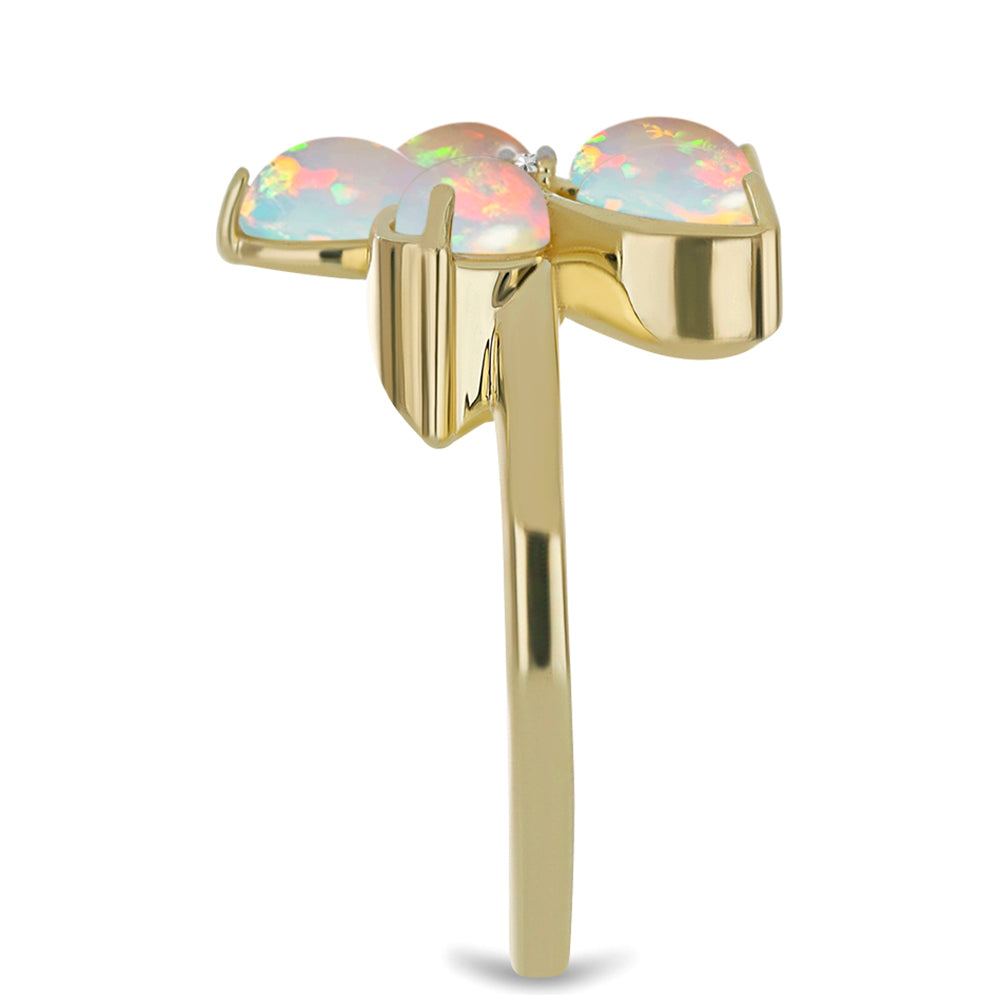 Pozlacené stříbro 925/1000 Prsten s Etiopským Opálem z Lega Dembi a Bílým Topazem - Karátové číslo: 1.37. přibližná hmotnost: 4.2 gramů 4 