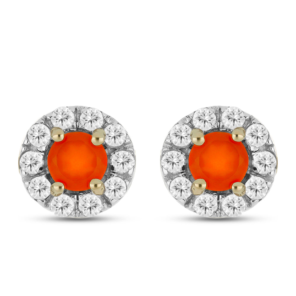 Pozlacené Stříbrné Náušnice s Karneolem a Bílým Topazem