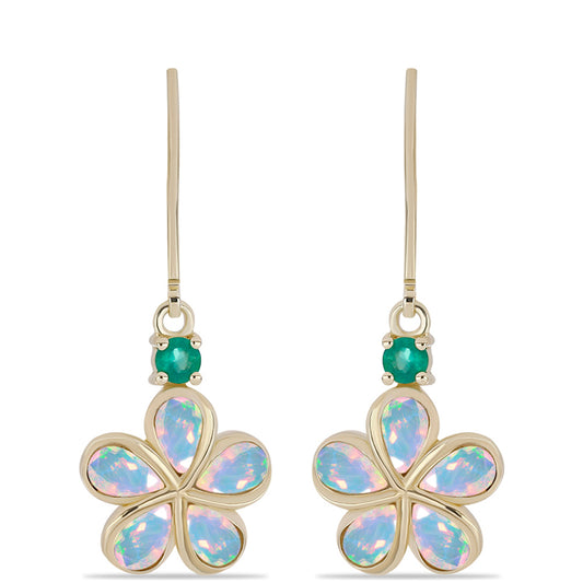 Pozlacené Stříbrné Náušnice se Zeleným Achátem a Etiopským Opálem z Lega Dembi