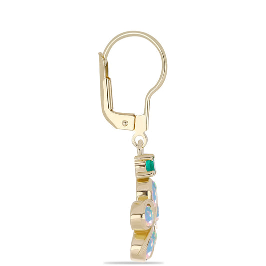 Pozlacené Stříbrné Náušnice se Zeleným Achátem a Etiopským Opálem z Lega Dembi