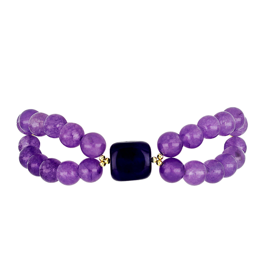 Pozlacené Stříbro 925/1000 - Náramek s Purpurovým Achátem - Karátové číslo: 104.55. přibližná hmotnost: 23.01 gramů 2 