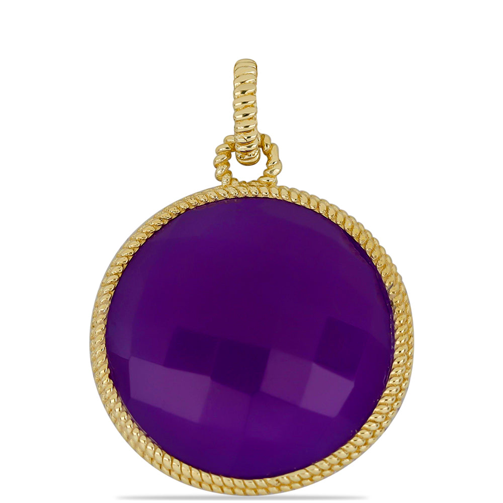 Pozlacené Stříbro 925/1000 - Přívěsek s Purpurovým Achátem - Karátové číslo: 8.85. přibližná hmotnost: 2.34 gramů