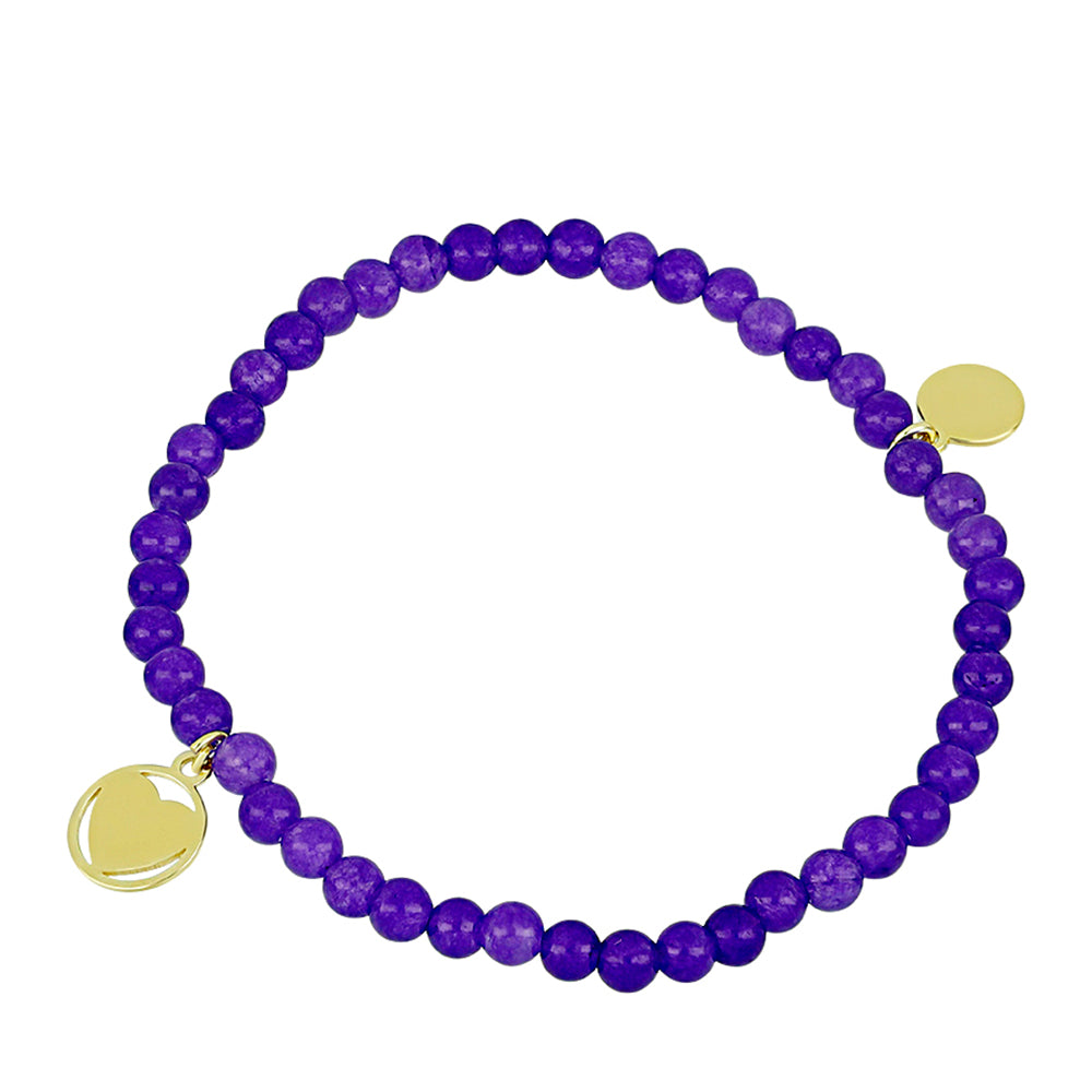 Pozlacené Stříbro 925/1000 - Náramek s Purpurovým Achátem - Karátové číslo: 53.8. přibližná hmotnost: 11.77 gramů