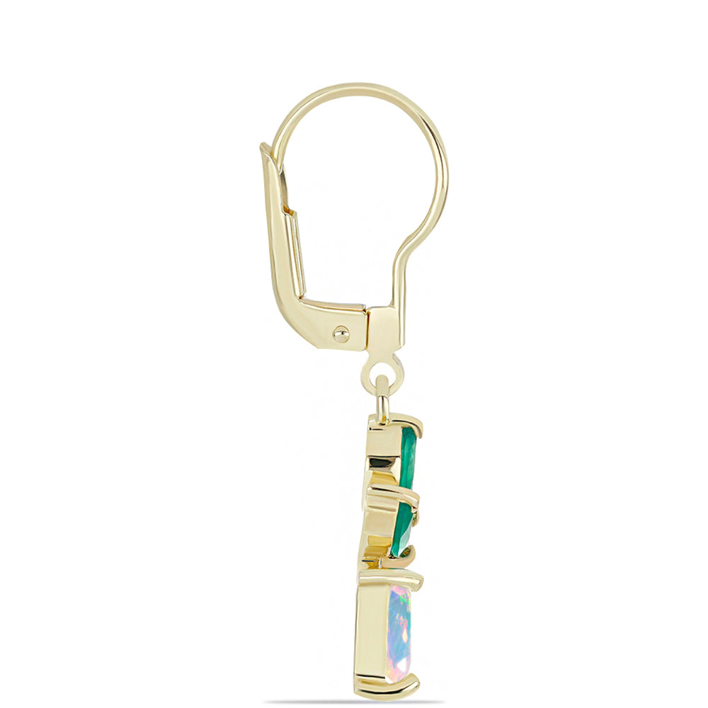 Pozlacené Stříbrné Náušnice se Zeleným Achátem a Etiopským Opálem z Lega Dembi 2 