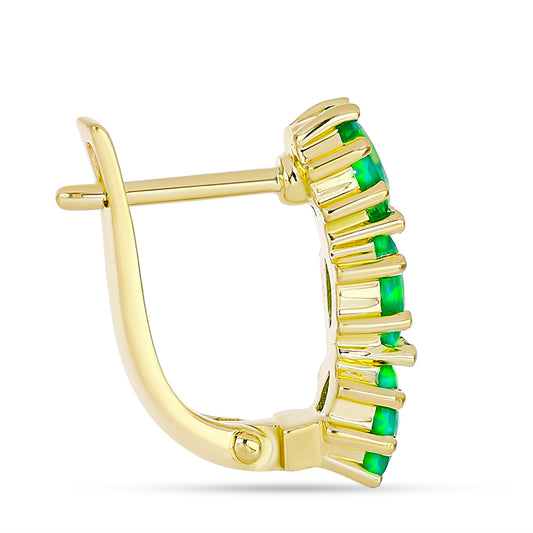 Pozlacené Stříbrné Náušnice se Zeleným Etiopským Opálem z Lega Dembi