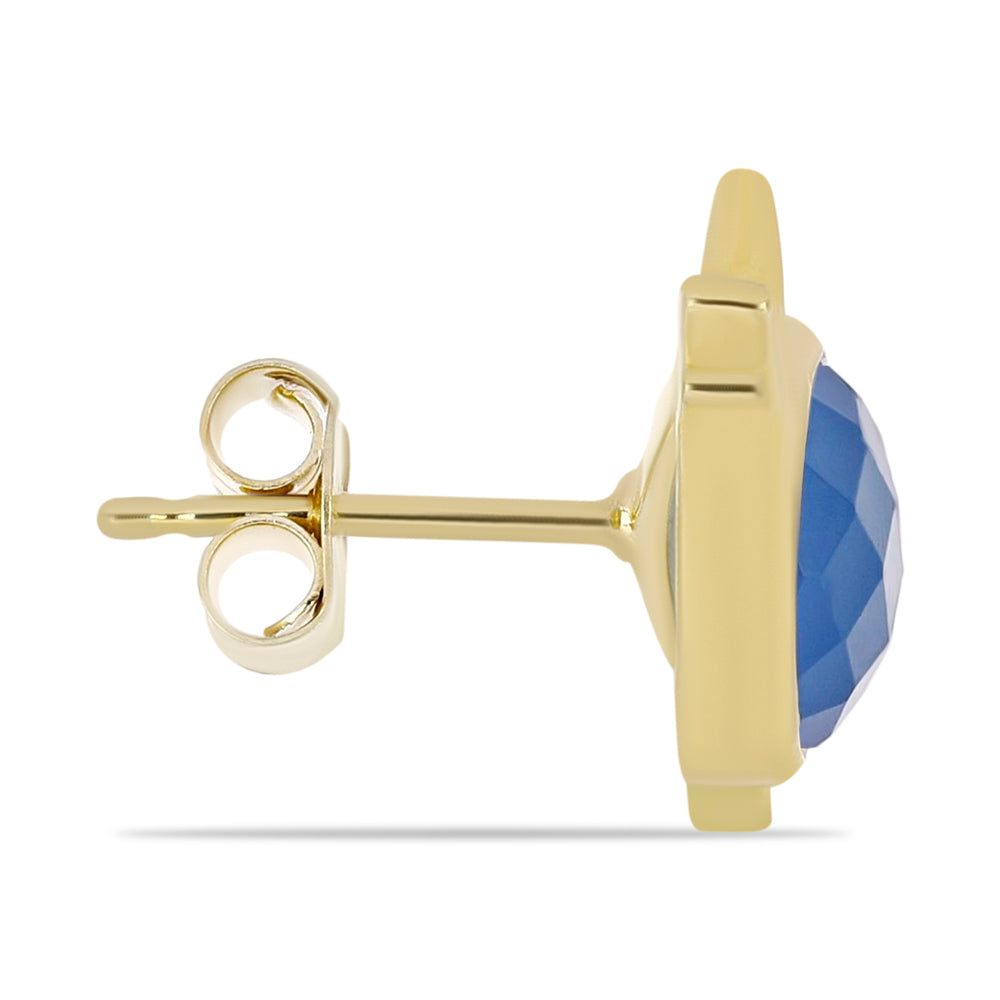 Pozlacené Stříbro 925/1000 - Náušnice s Modrým Chalcedonem - Karátové číslo: 3.51. přibližná hmotnost: 3.38 gramů 4 