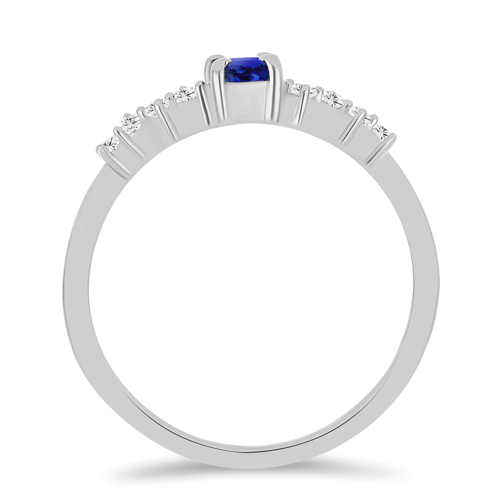 Stříbrný Prsten s Australským Modrým Safírem a Bílým Topazem 2 