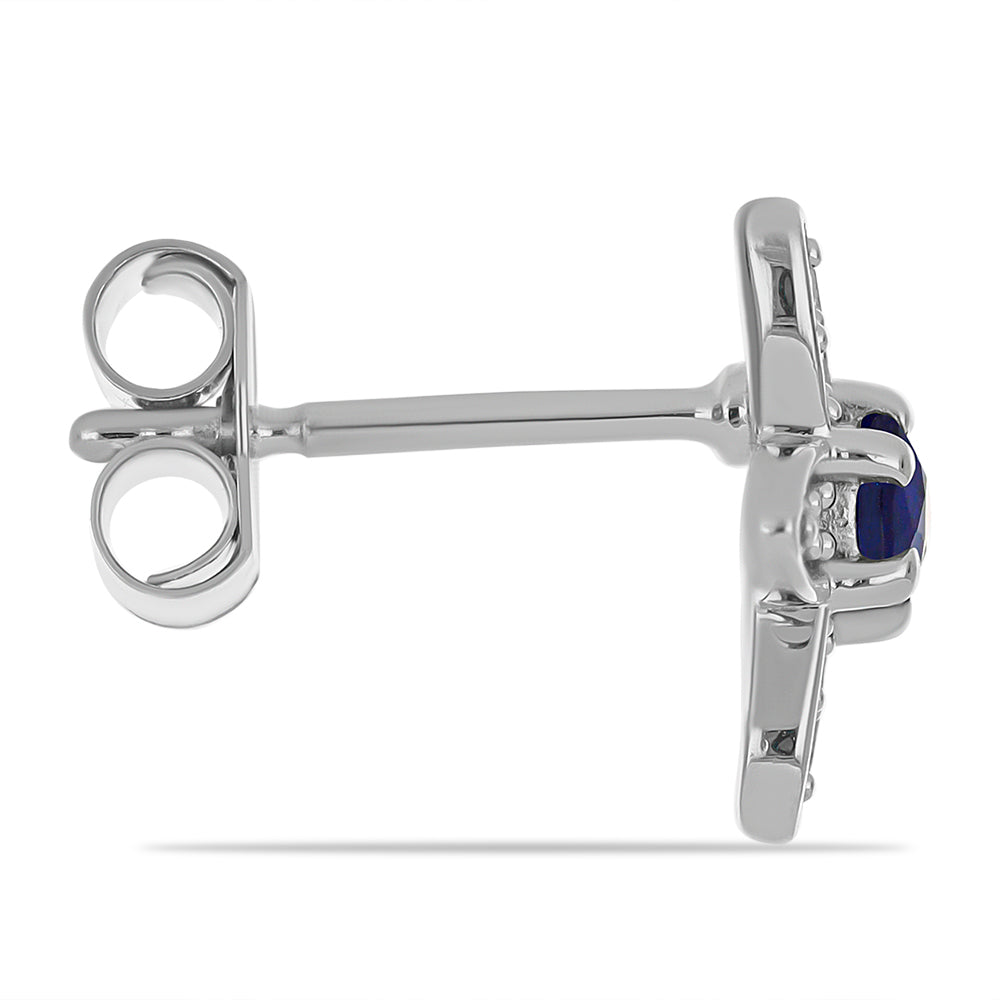 Stříbrné Náušnice s Australským Modrým Safírem a Bílým Topazem 4 