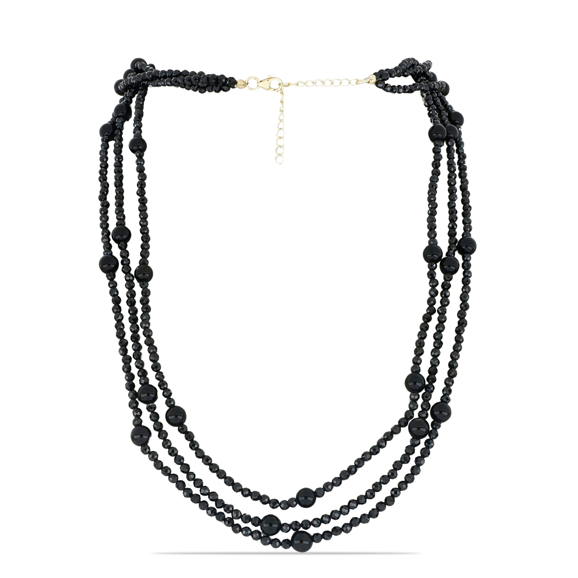 Pozlacené Stříbro 925/1000 - Náhrdelník s Černým spinelem - Karátové číslo: 137.15. přibližná hmotnost: 28.46 gramů 1 