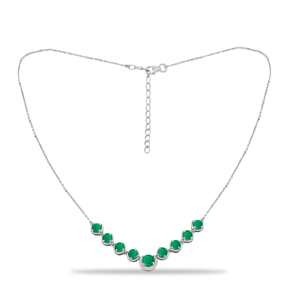 Stříbrný Náhrdelník s Brazilským Smaragdem a Bílým Topazem 1 