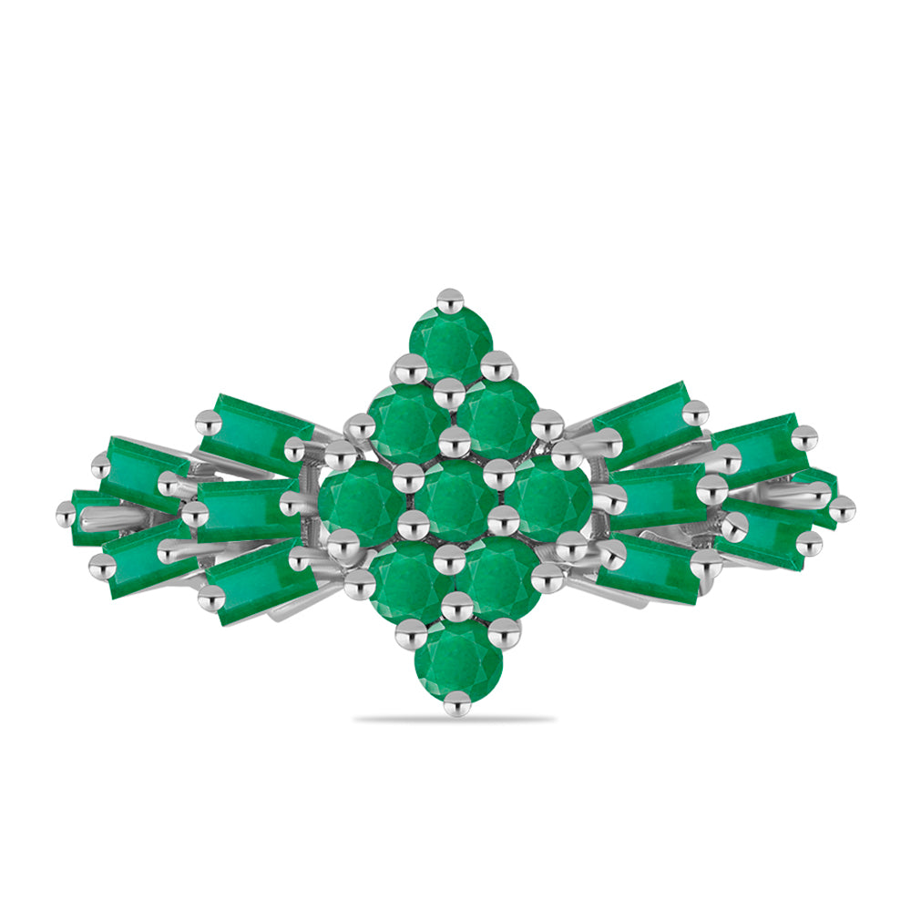 Stříbro 925/1000 - Prsten s Brazilským Smaragdem - Karátové číslo: 2.18. přibližná hmotnost: 3.55 gramů 1 