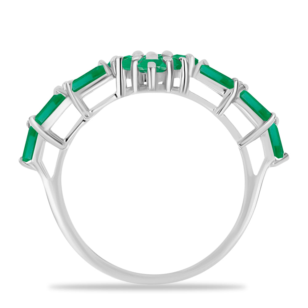 Stříbro 925/1000 - Prsten s Brazilským Smaragdem - Karátové číslo: 2.18. přibližná hmotnost: 3.55 gramů