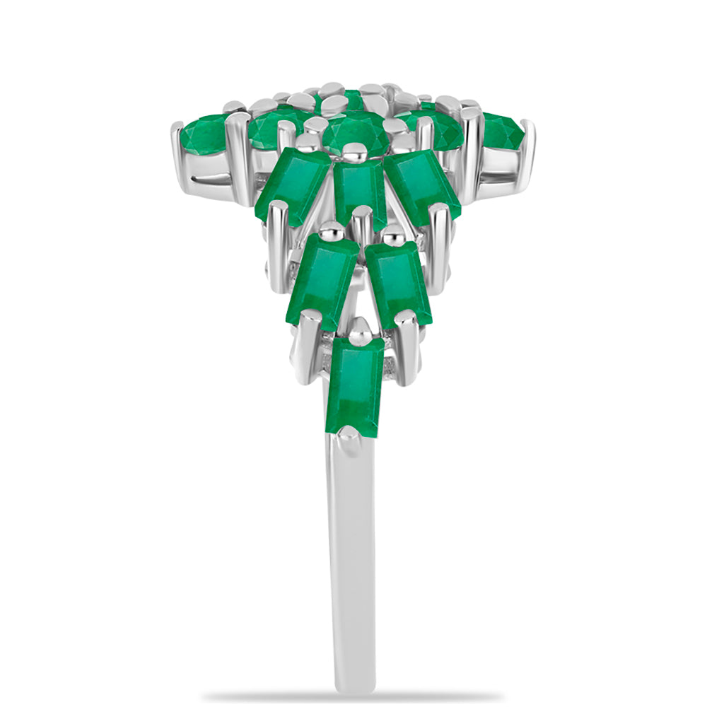 Stříbro 925/1000 - Prsten s Brazilským Smaragdem - Karátové číslo: 2.18. přibližná hmotnost: 3.55 gramů