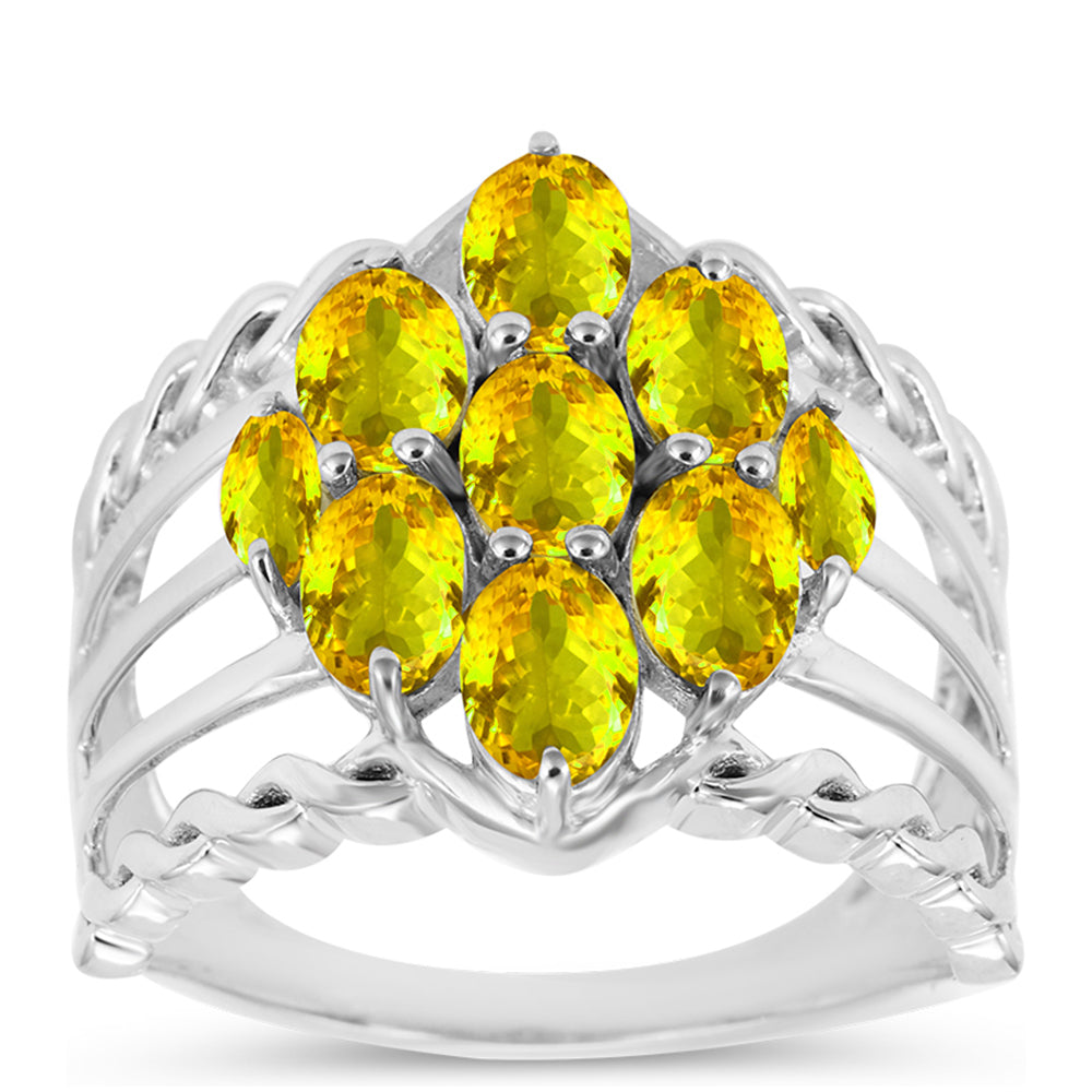 Stříbrný Prsten s Uralským Citrínem