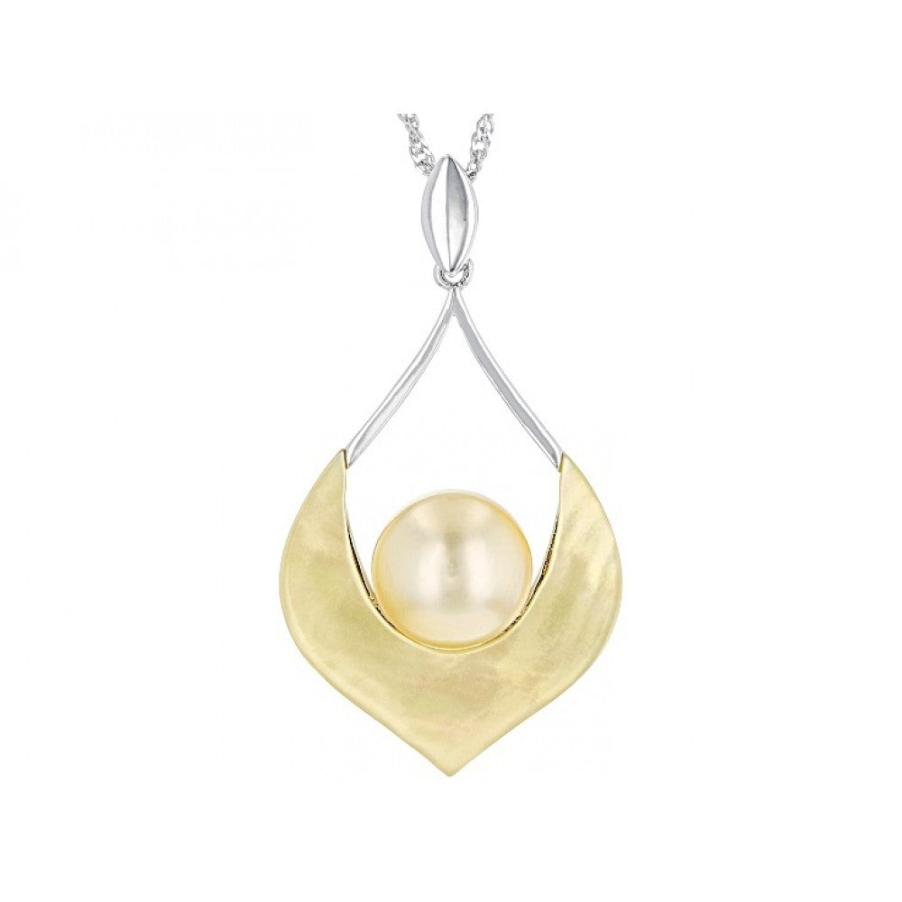 Pozlacené stříbro 925/1000 Přívěsek se Zlatou Sladkovodní Perlou - Karátové číslo: 1.09. přibližná hmotnost: 3.09 gramů