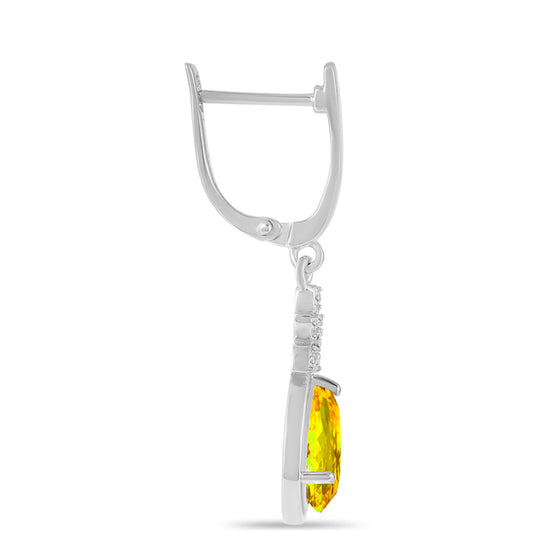 Stříbrné Náušnice s Uralským Citrínem a Bílým Topazem