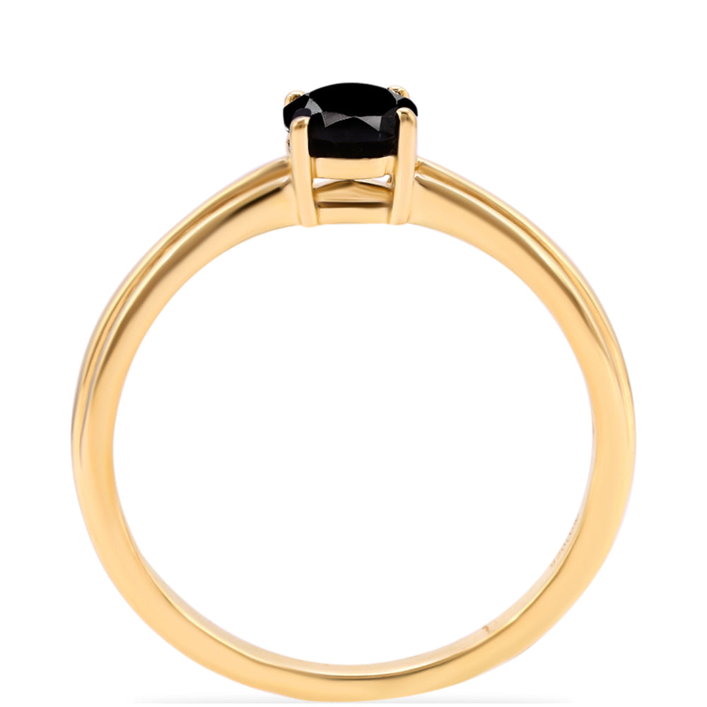 Pozlacený Stříbrný Prsten s Černým Turmalínem z Pelmadulla 2 