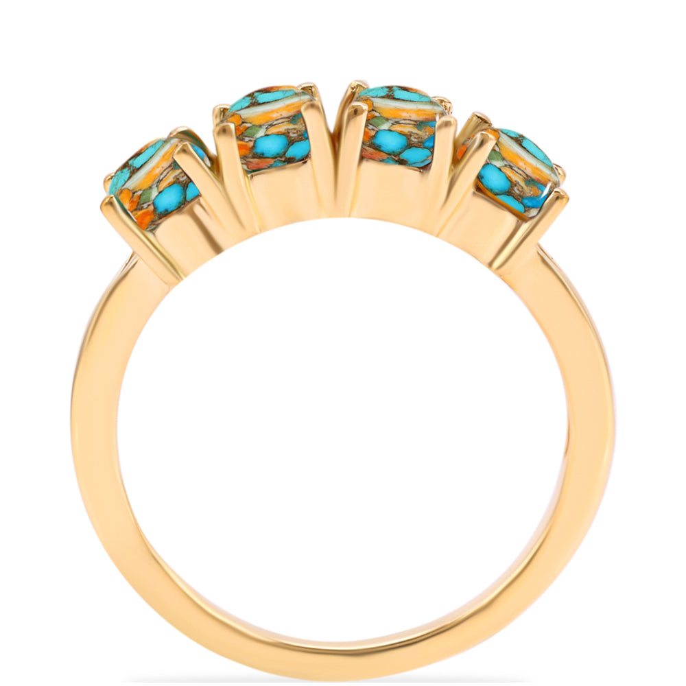 Pozlacený Stříbrný Prsten s Ústřicovým Tyrkysem 2 