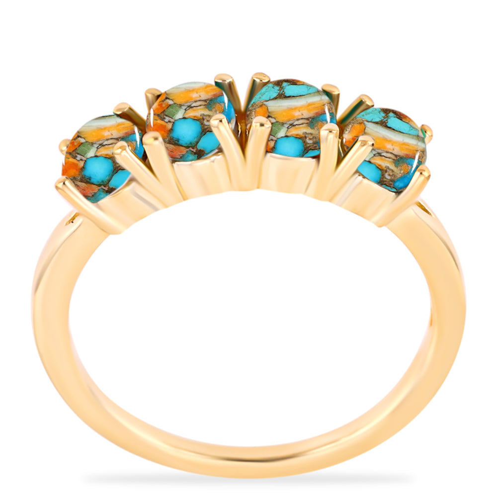 Pozlacený Stříbrný Prsten s Ústřicovým Tyrkysem