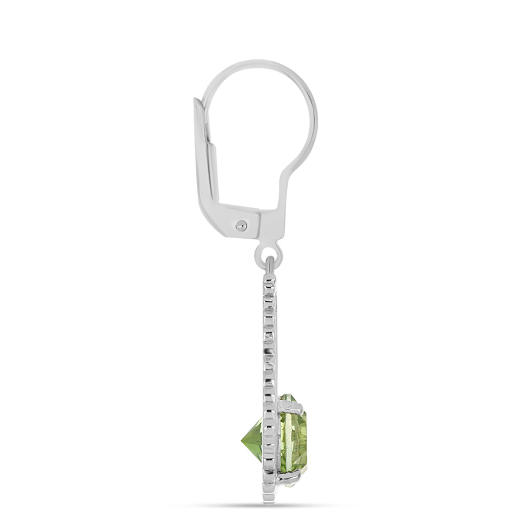 Stříbro 925/1000 - Náušnice s Kapradinově Zeleným Křemenem - Karátové číslo: 3.52. přibližná hmotnost: 3.54 gramů 2 