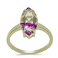 Pozlacený Stříbrný Prsten s Růžovým Fluoritem