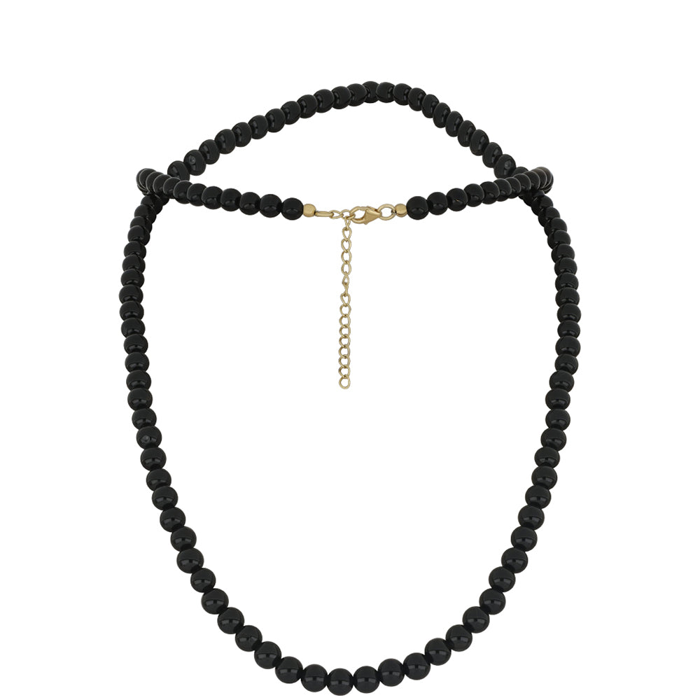 Pozlacené Stříbro 925/1000 - Náhrdelník s Černým Onyxem - Karátové číslo: 116.23. přibližná hmotnost: 24.27 gramů 1 