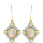 Pozlacené Stříbrné Náušnice s Welo opálem a Bílým Topazem