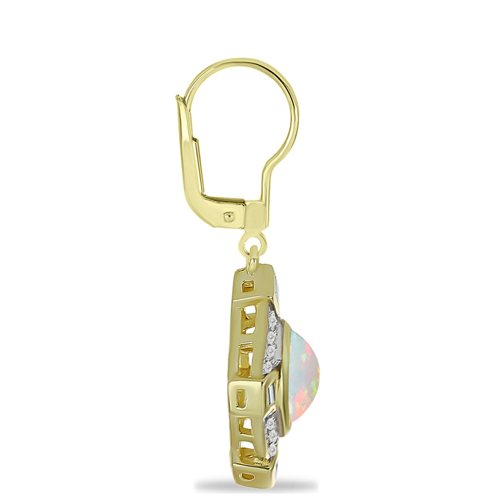 Pozlacené Stříbrné Náušnice s Welo opálem a Bílým Topazem 2 