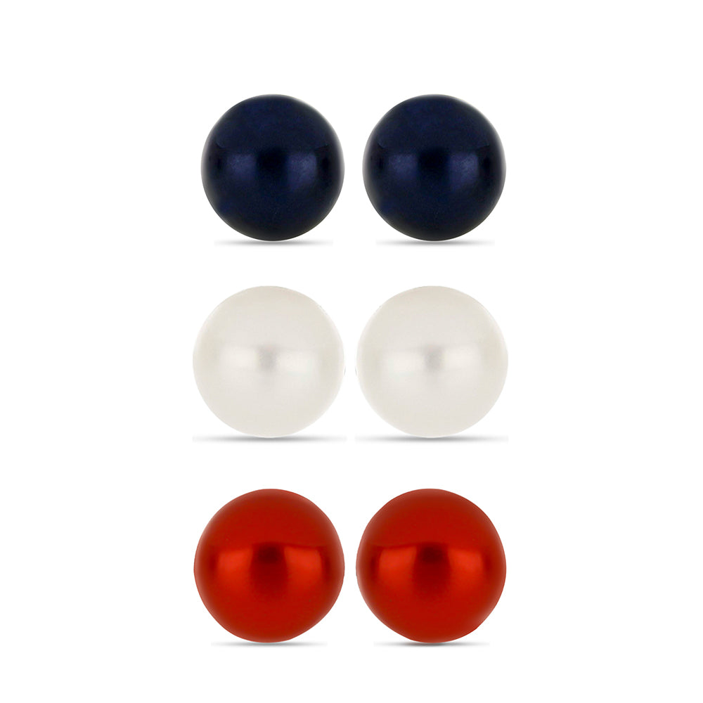 Pozlacené stříbro 925/1000 Sada s Červená sladkovodní Perlou a Bílou Sladkovodní Perlou - Karátové číslo: 8.73. přibližná hmotnost: 3.37 gramů ( Náušnice ) 8 