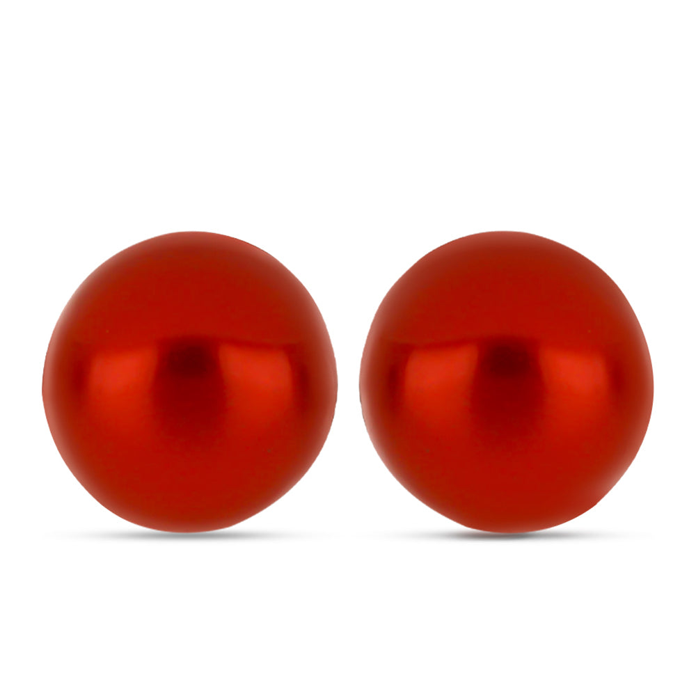 Pozlacené stříbro 925/1000 Sada s Červená sladkovodní Perlou a Bílou Sladkovodní Perlou - Karátové číslo: 8.73. přibližná hmotnost: 3.37 gramů ( Náušnice )