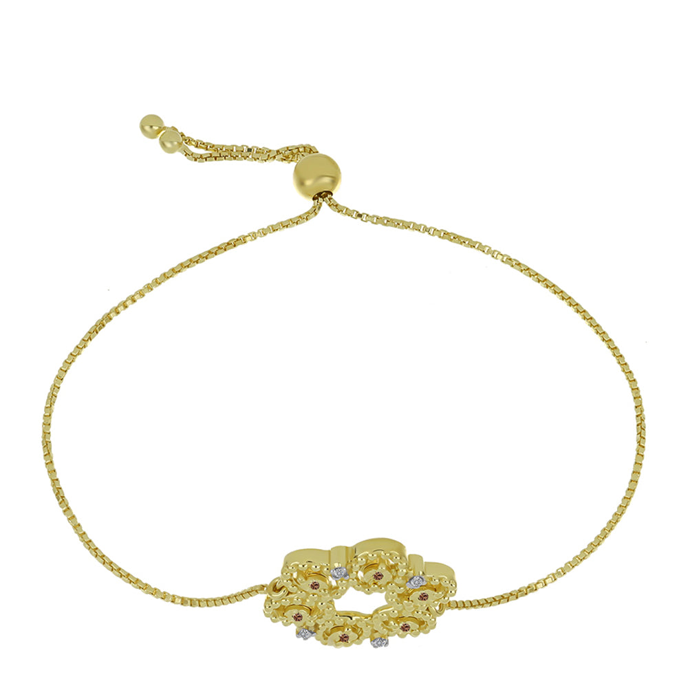 Pozlacené Stříbro 925/1000 - Náramek s Champagne Diamantem a Bílým Diamantem - Karátové číslo: 0.09. přibližná hmotnost: 5.4 gramů 2 